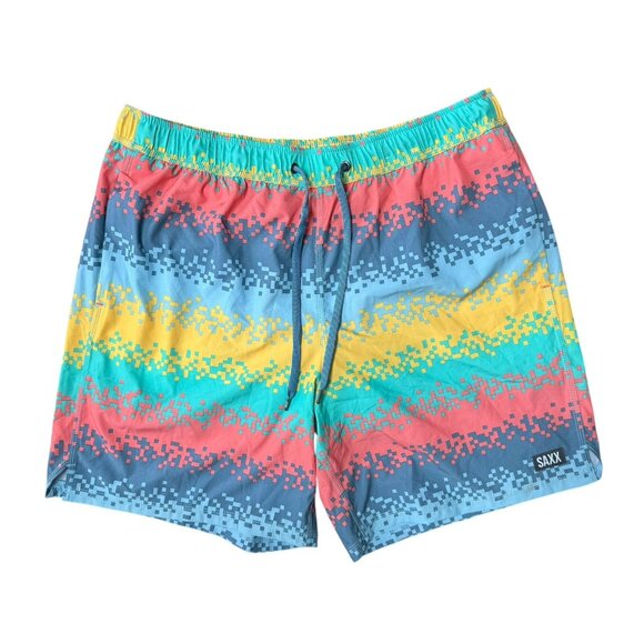 SAXX Oh Buoy 2N1  Volley 7" Swim Shorts Mens XL Ballpark Pouch Colorful - Picture 1 of 6